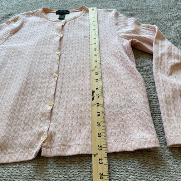 Lauren Ralph Lauren Pink Textured Button Cardigan Long Sleeve Size L - Picture 6 of 8